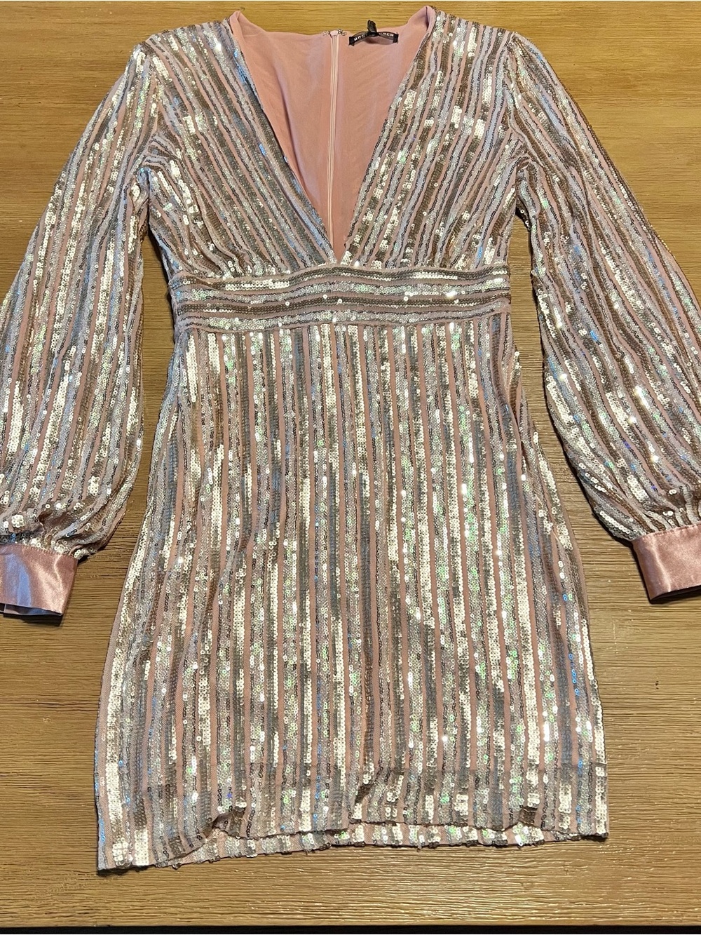 Honey Punch Rose Gold Sequin V-Neck Mini Dress